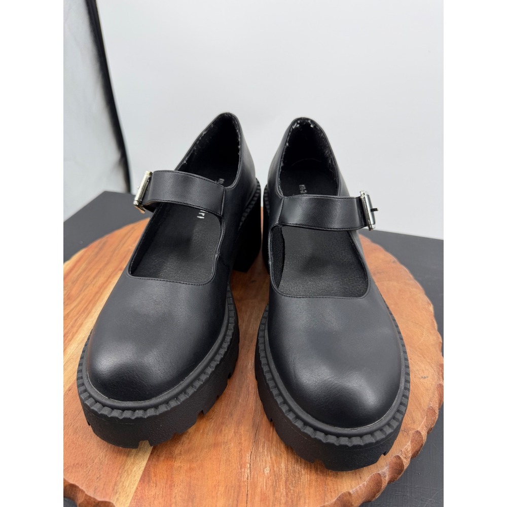 Madden Girl Thompkins Mary Jane Shoes Womens 7.5 Black Chunky Platform Lug Sole - Picture 3 of 9